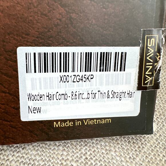 NEW Savina Brown Wooden Handmade Hair Comb 8.5 IN - Picture 5 of 10